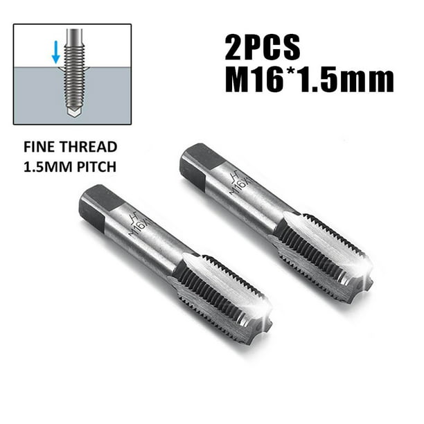 2pcs HSS 16mmx1.5 Metric Taper & Plug Tap Right Hand Thread M16x1.5mm Pitch